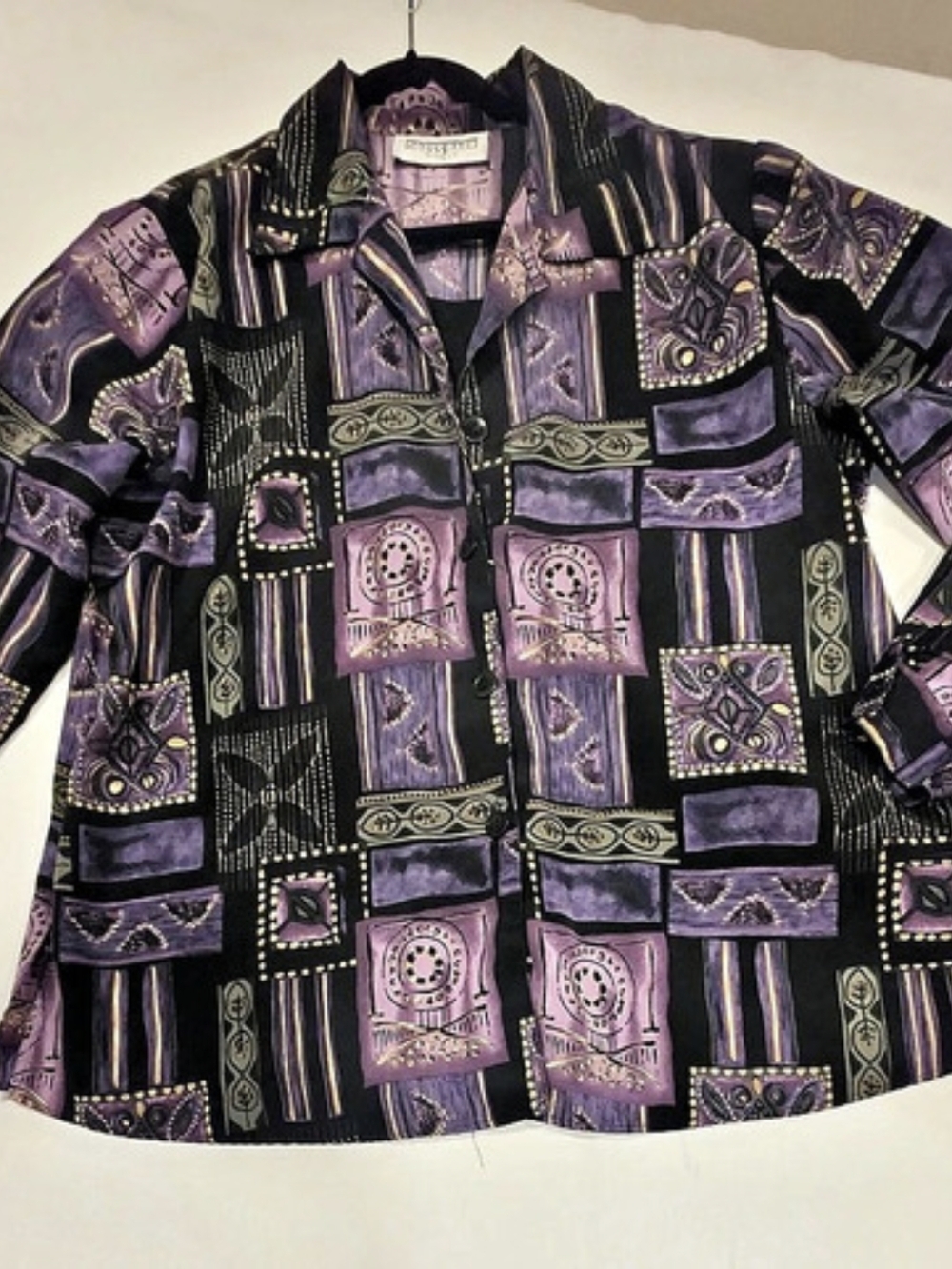 Dress Barn Women's Purple & Black Button Down Shirt